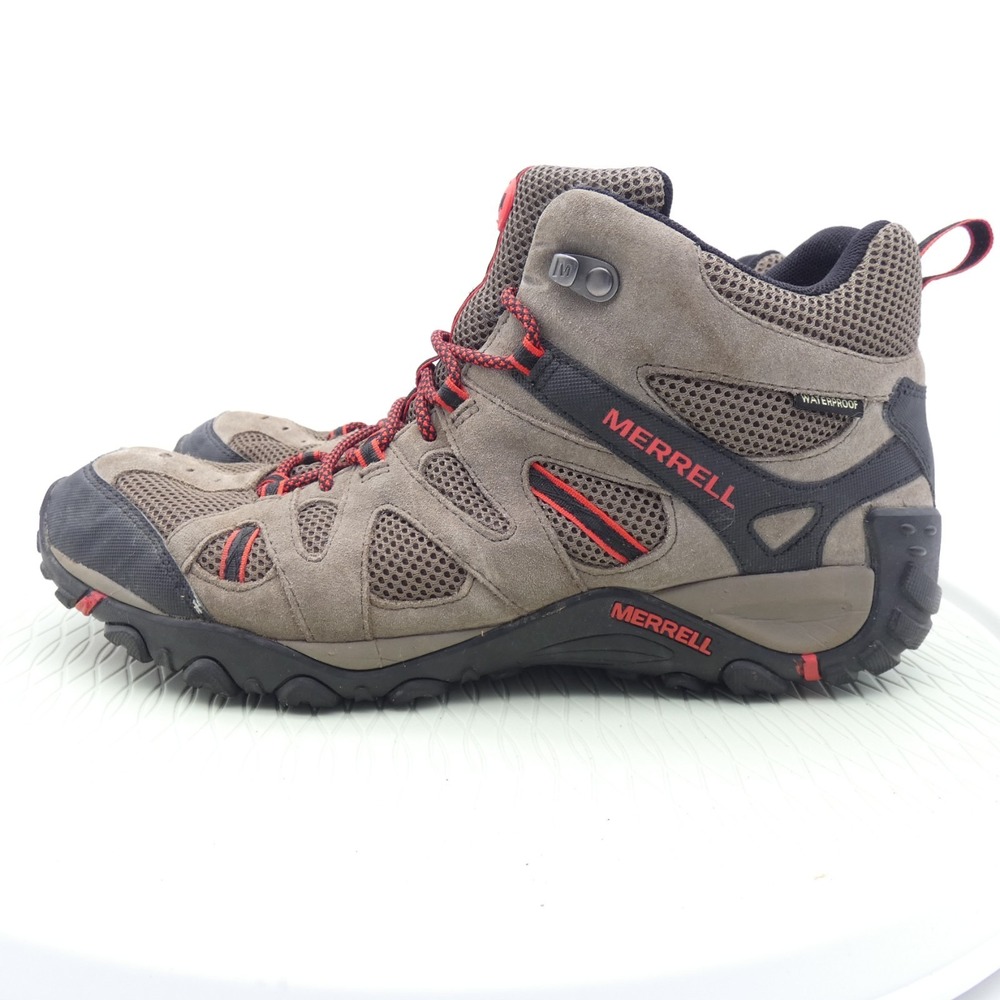 Merrell Deverta Mid J375799C Mens US 13 Hiking Boot Tan Suede Waterproof Ankle